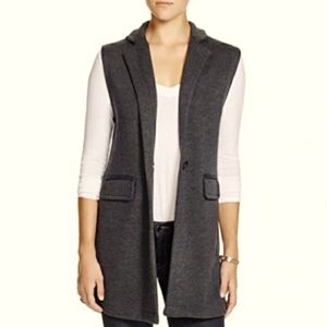 525 America Long Sweater Vest Cardigan. Dark Grey. Sleeveless. Merino Wool. S.